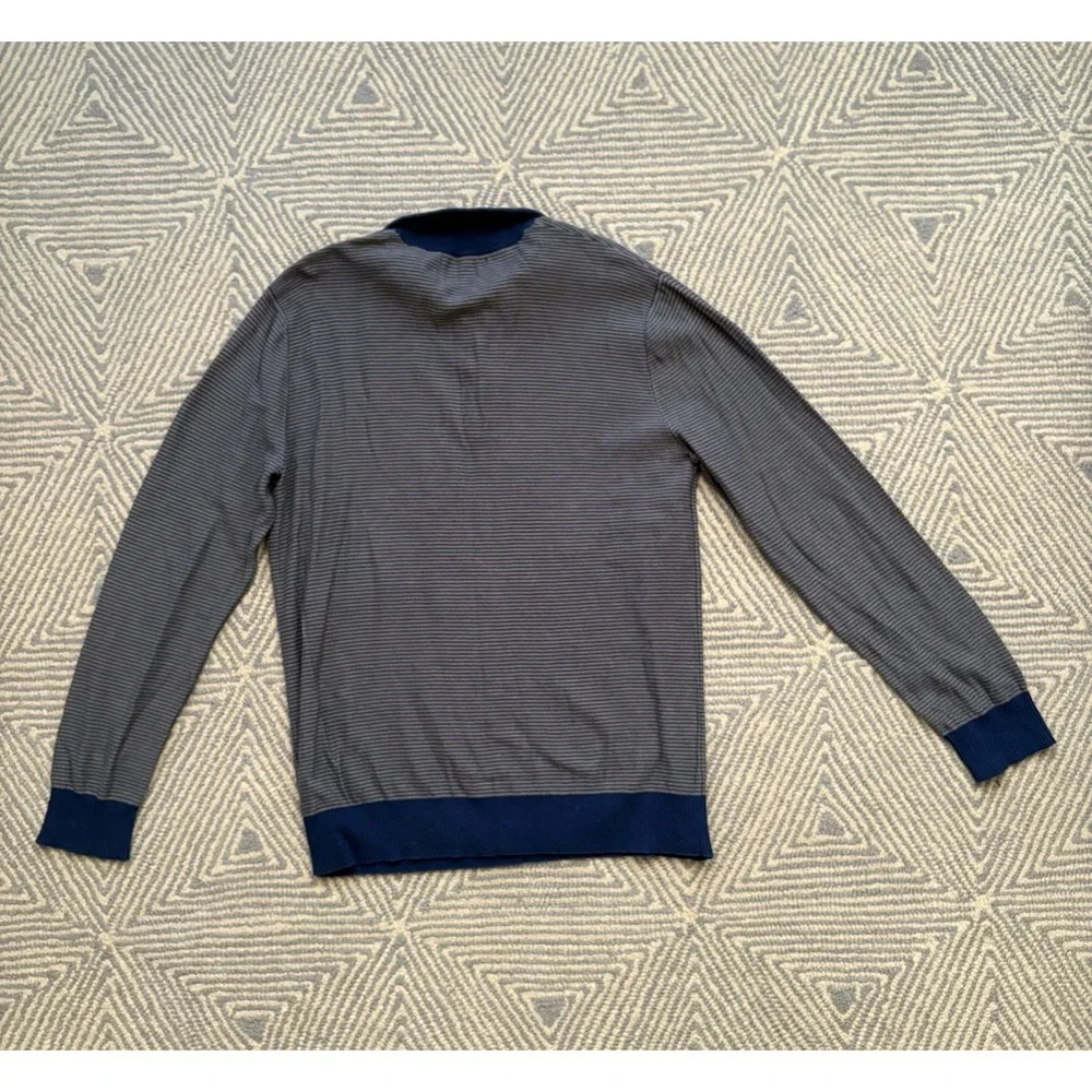Banana‎ Republic Quarter Zip Sweater - Blue/Gray Stripe - Medium